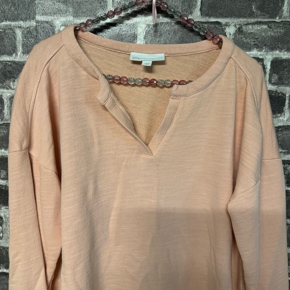 J. Jill PureJill vneck sweater top pink organic cotton - Picture 2 of 9